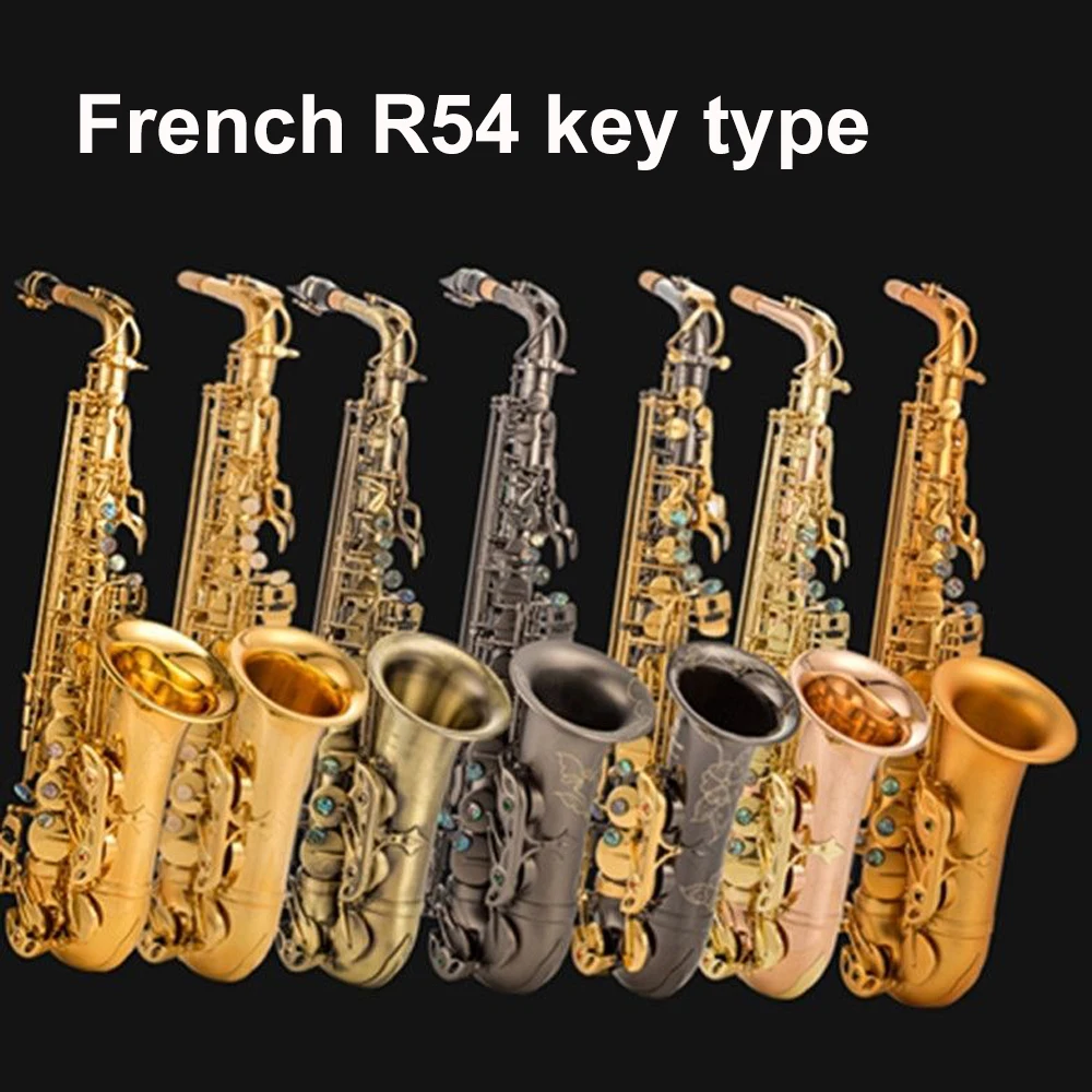 France r54 Original 1 :1 key type Alto Saxophone 54 black nickel gold Antique Copper Phosphor Bronze Eb Alto Sax instrumen