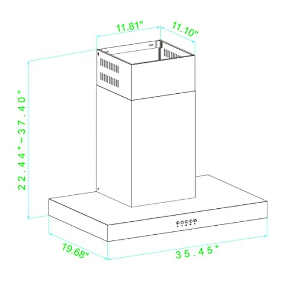 36 بوصة. شفاط المطبخ المثبت على الحائط من الفولاذ المقاوم للصدأ قابل للتحويل مع مرشحات شبكية وزر ضغط لفكرة تهوية المطبخ #4