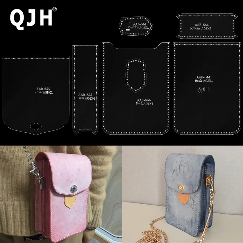 1Set DIY Acrylic Template For Leather Mini Lipstick Pouches, Crossbody & Phone Bags Making Stencil Patterns