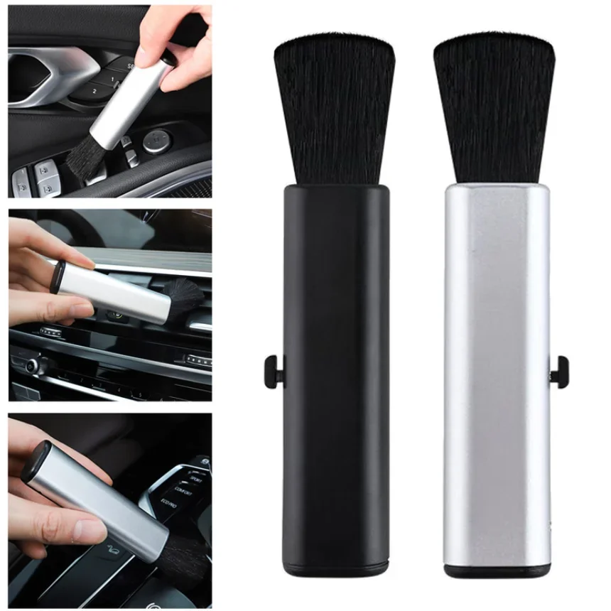 Car Detail Cleaning Retractable Brush fit for Dashboard Air Conditioner PC Keyboard Universal Cleaning  Wool Small Brushes 1pcs