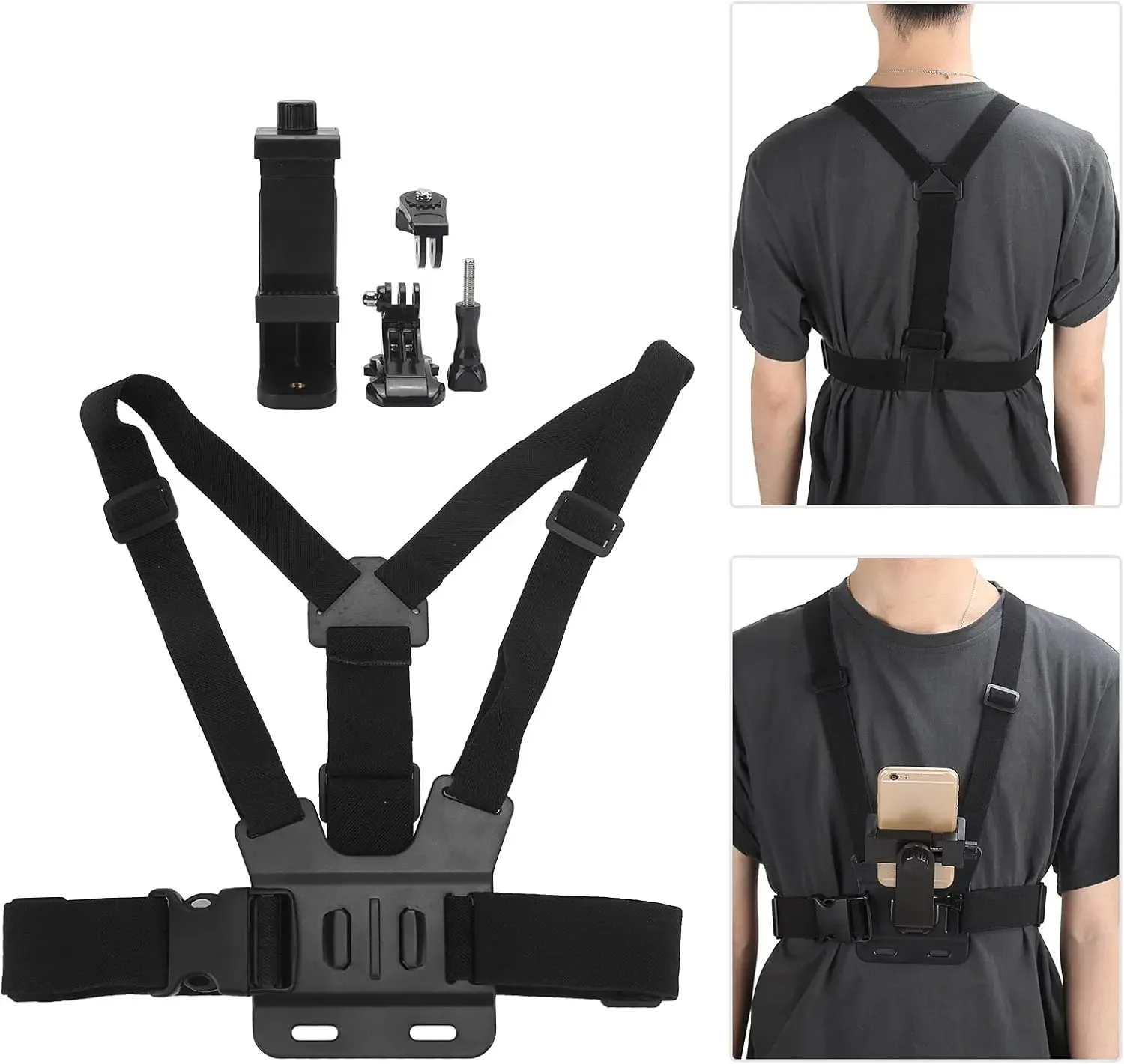 

1PC Sport Camera Chest Strap Holder, Adjustable Phone Clip Holder, Mobile Phone Clip Holder with Chest Strap Fixation Bracket