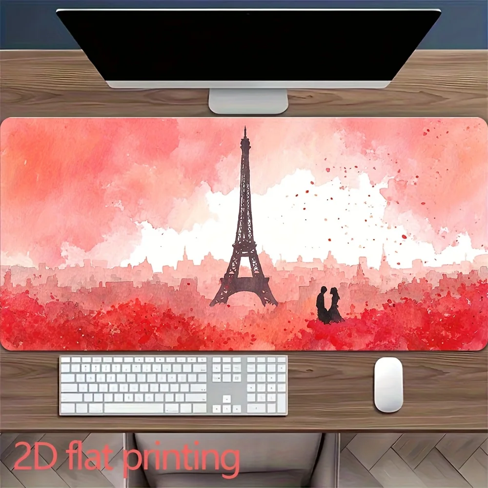 Eiffel Tower Paris Couple Gaming Mouse Pad XXL Large Desk Mat Non-slip Rubber Keyboard Pad for PC Gamer