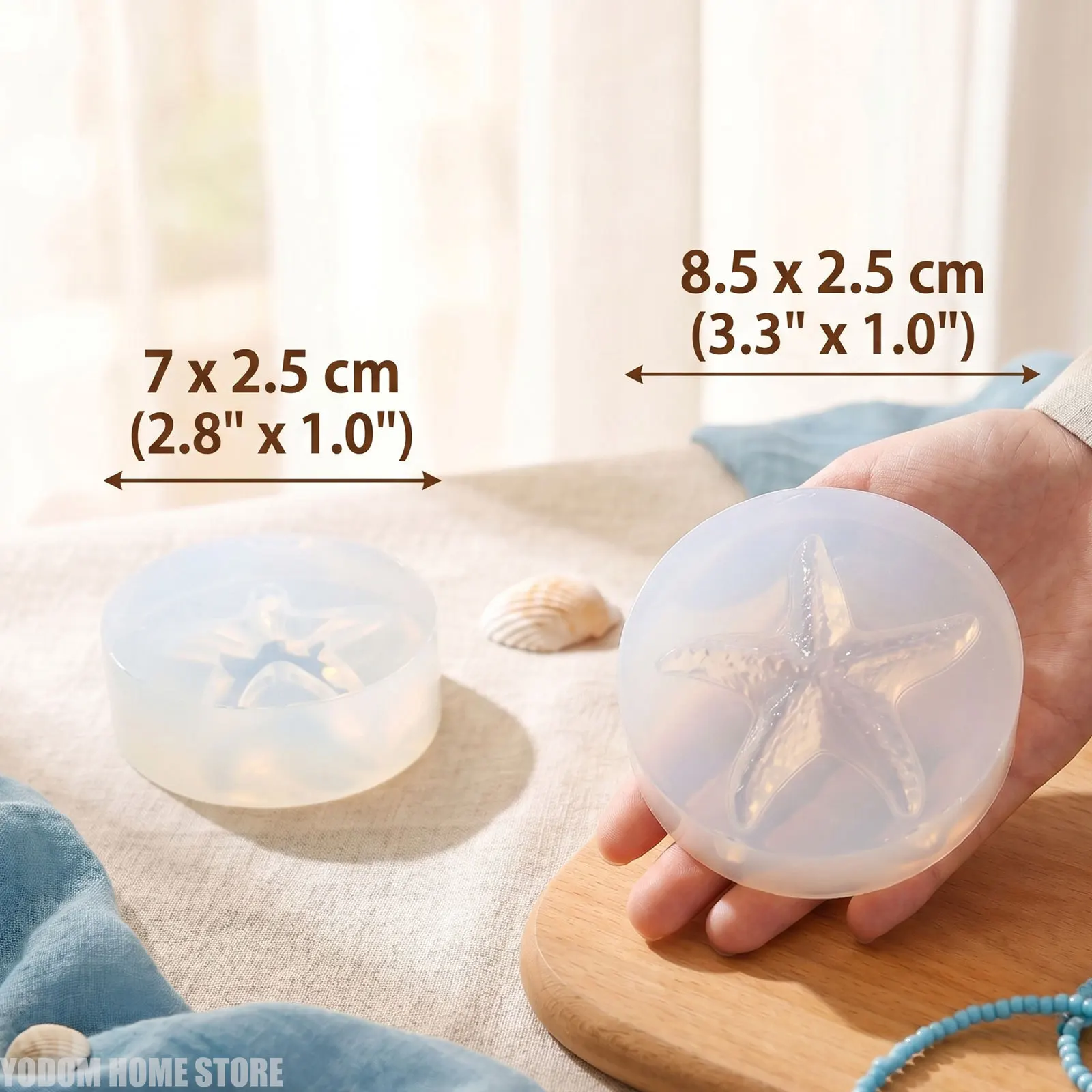 Large Starfish Ornament Silicone Resin Mold Epoxy Casting Mould For Keychain Wind‑Chime Handmade Accessories