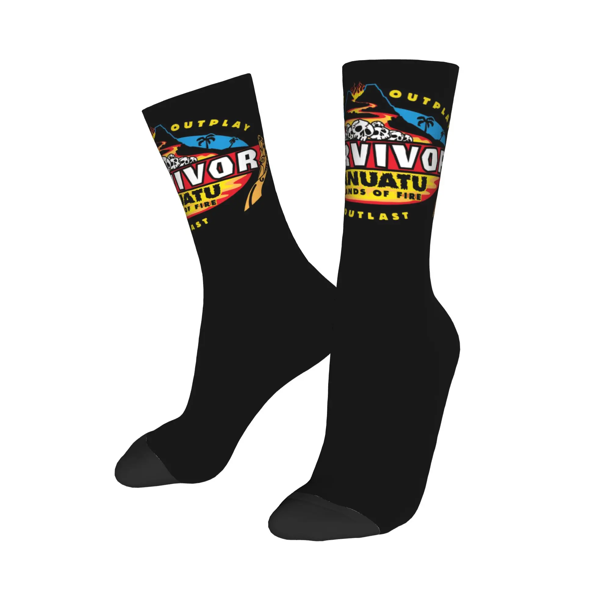 

Adventure Game TV Show Survivor Socks Funny Happy Vanuatu Socks Novelty Spring Summer Autumn Winter Middle Tube Socks Gift,