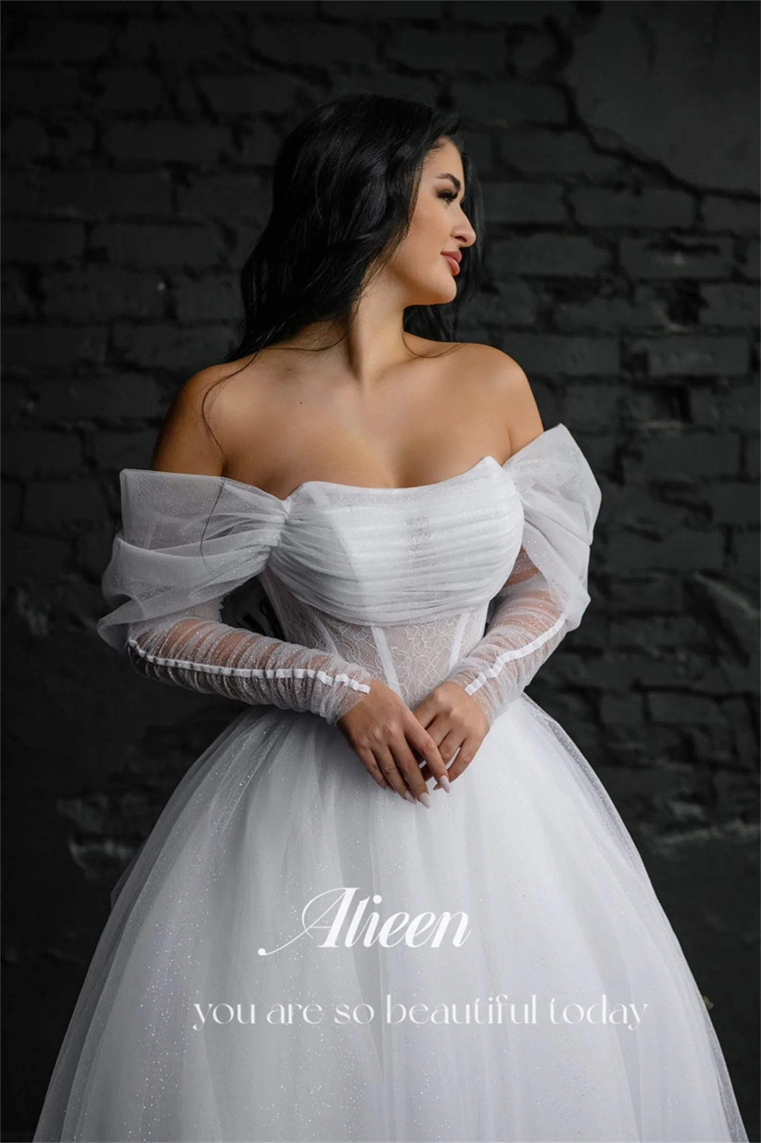 Aileen-Vestido de Noiva Branco Fora do Ombro para Mulheres, Vestidos de Festa Longos Elegantes, Mulheres Baile, Sharon, Feliz Graduação, Mulheres