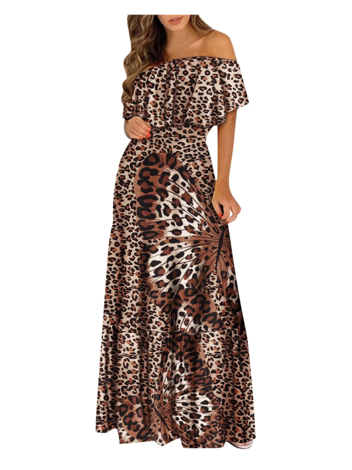 Women's Ruffle Lace up Printed Dr mid Waist ort Sve Street Sle Floral  Skirt Single Piece Summer Faion