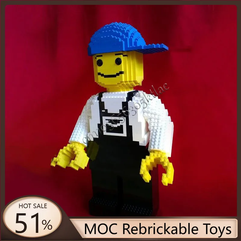 

1898 детали MOC, большая синяя шляпа для мальчика, индивидуальная модель здания, DIY блок для детей, сборка, дисплей, игрушки, популярные подарки на день рождения