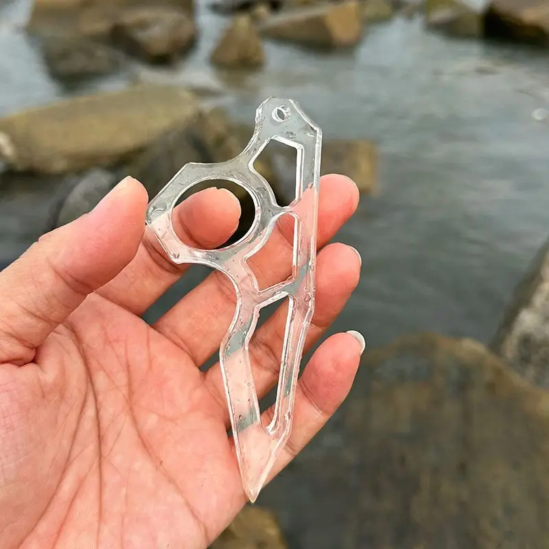 High Strength Transparent Acrylic PC Material Outdoor Finger Tiger Hand Support Anti Wolf Buckle Handle Self-defense MINI Tool