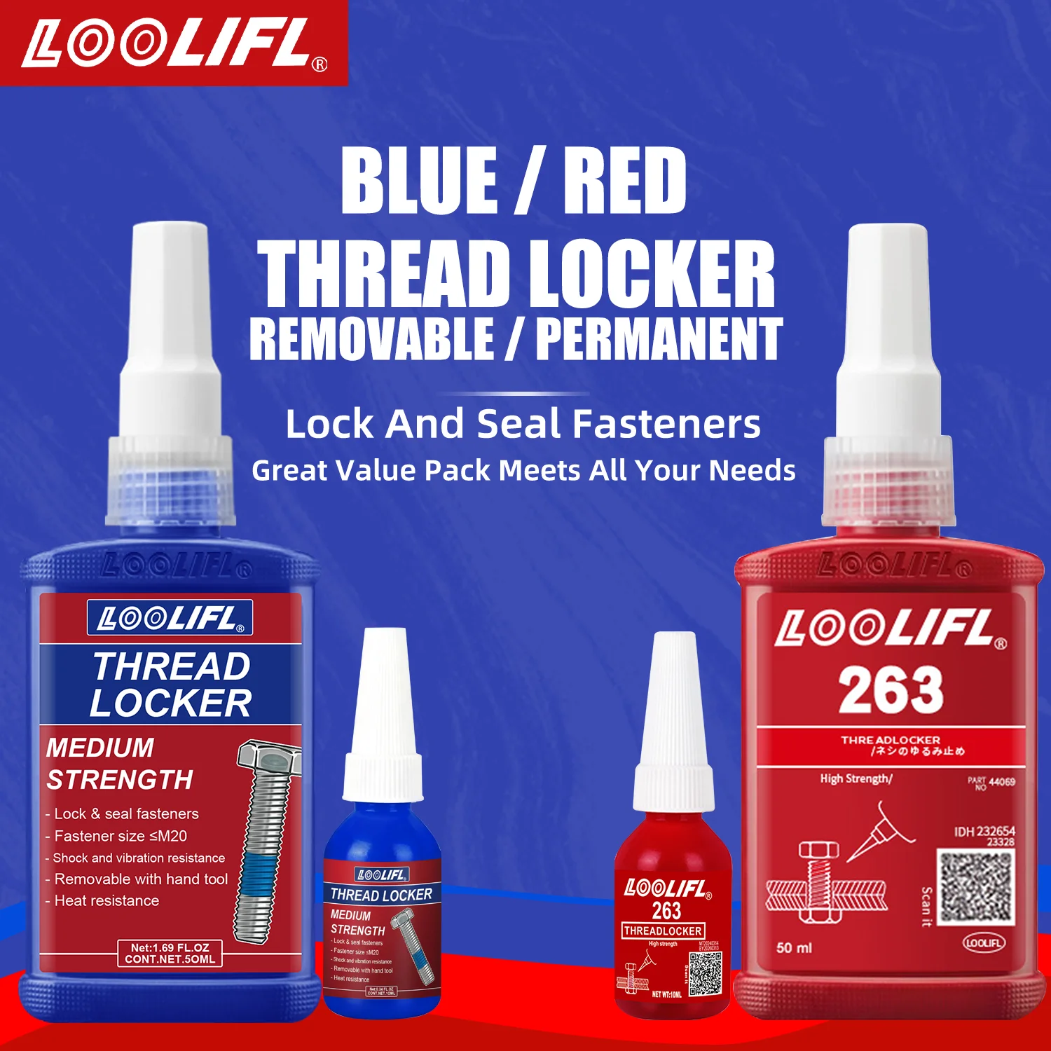 263 243Thread Lock Blue Medium Strength Blue Threadlocker Against Losening and Leakage Anaerobic Screw Adhesive Fastening Screws