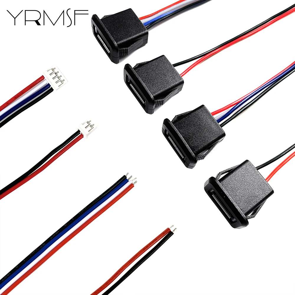 YRMSF 1/2/5pcs USB Connector 2Pin 4Pin Female Power Socket Computer TV Wiring USB Port PH2.0 for Household Appliance Cable LED