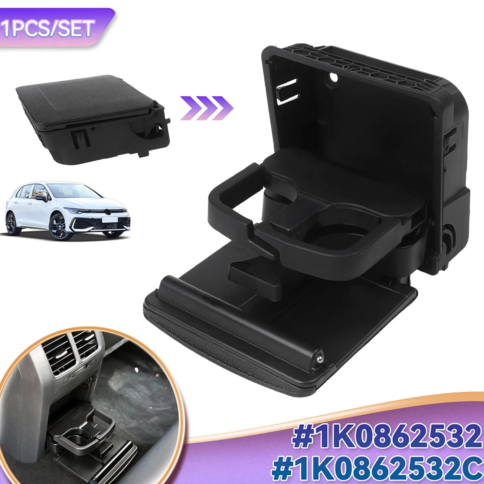 

Car Armrest Holder Center Console Cup Holder Car Rear Console Organizer Inner Hole Diameter 4x5cm Number Of Cups 2