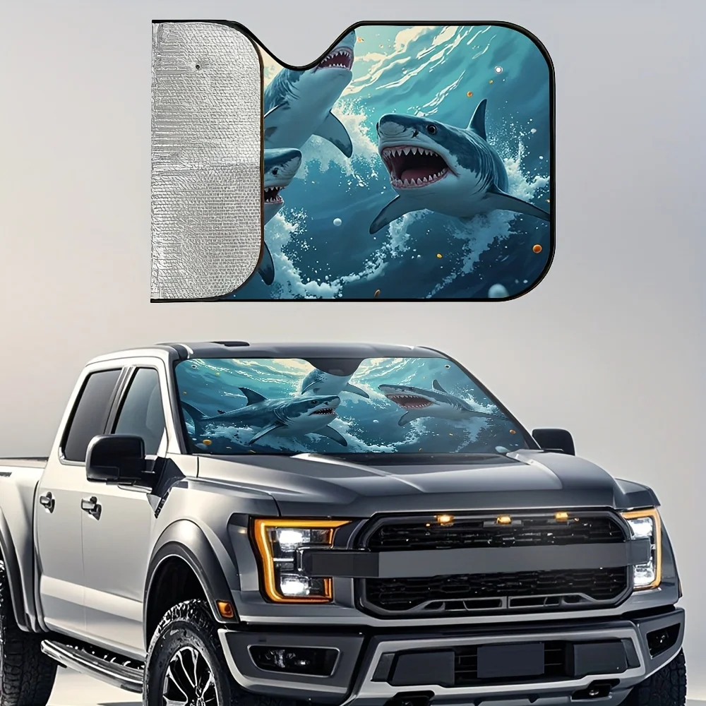 Le pare-soleil pour voiture Shark Car Sun Visor offre une protection solaire exceptionnelle pour les pique-niques en plein air, ce qui le rend un ajout charmant à votre véhicule.