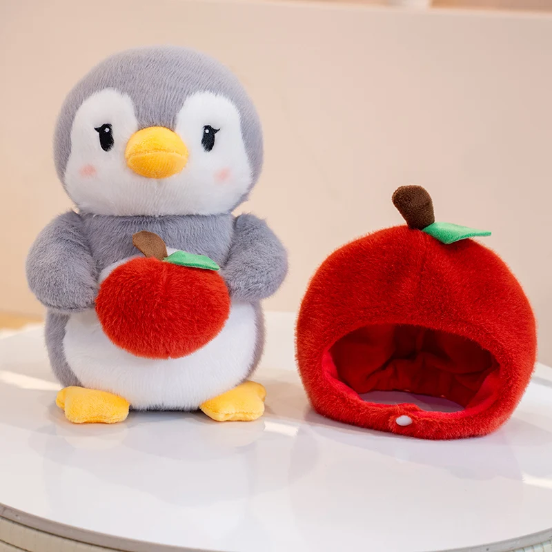 28CM uroczy kreskówka Anime owocowy pingwin pluszowa lalka Kawaii jabłko persimmon pingwin wypchana zabawka dla dzieci śliczna śpiąca lalka prezent