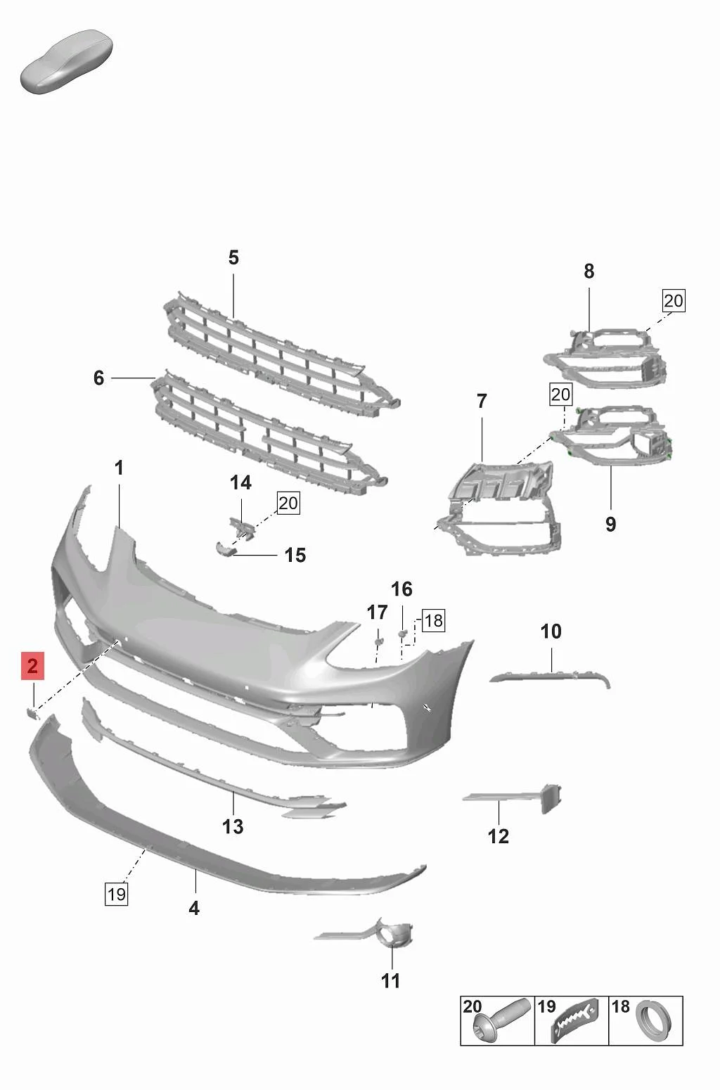 971807155DG2X 971807155D front bumper tow hook trailer cover for Porsche Panamera 971 2017 2018 2019 2020 2021