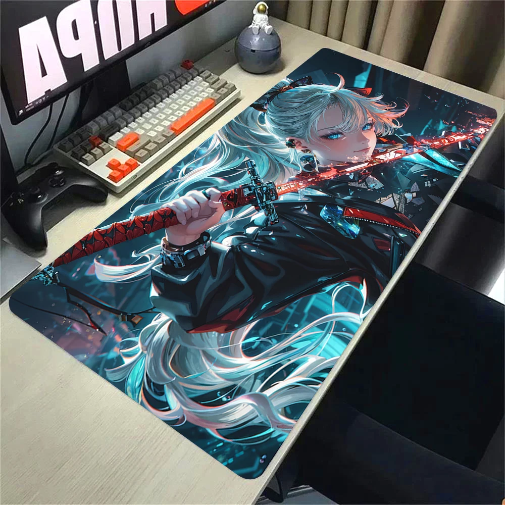 

Большой игровой коврик для мыши с аниме-девушкой в японском стиле, милый настольный коврик, подкладка для клавиатуры, нескользящая резиновая основа, для ПК, ноутбука, подарок для геймера