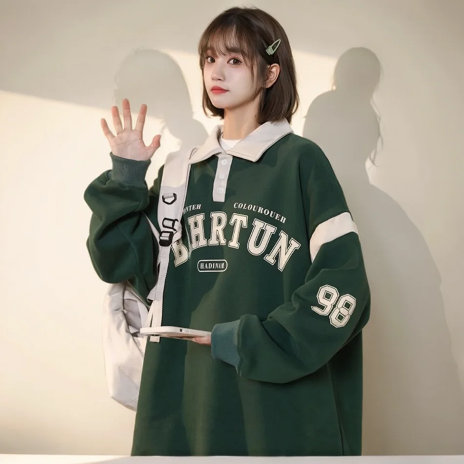 

Женские укороченные толстовки, одежда 2000-х годов, Y2K, свободные стили подкладки, корейский стиль, с круглым воротником, для взрослых, женщин, Cotone Premium, на каждый день