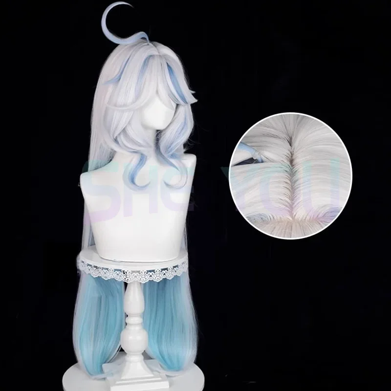 Focalors Cosplay Wig Furina Wig Silver White Blue Gradient Wig Cosplay Anime Cosplay Wigs Heat Resistant Synthetic Wigs