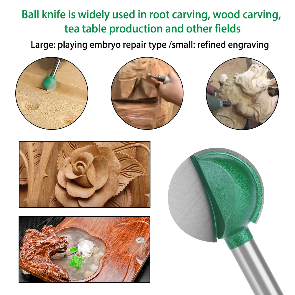 Imagem -06 - Lavie-rodada Shank Bola Nariz Carving Bit Router Bit para Wood Cove Fresadora Cnc Raio Núcleo Carboneto de Tungstênio mm ou mm Shank 1pc
