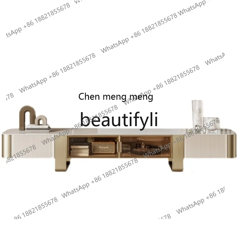 

Light luxury TV cabinet Modern simple living room household floor cabinet, rock slab small coffee table TV cabinet H