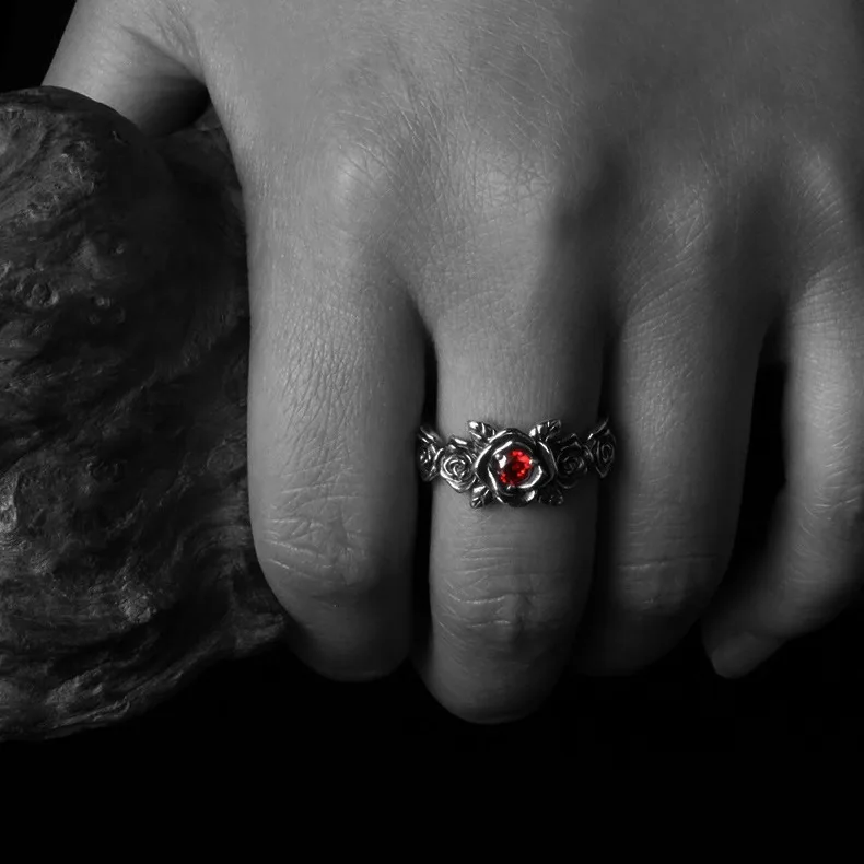 خمر البوهيمي زهرة الأحمر كريستال خواتم للنساء رائع الساحرة خاتم فضي اللون الزفاف المشاركة هدية الكريسماس كولزكو #5
