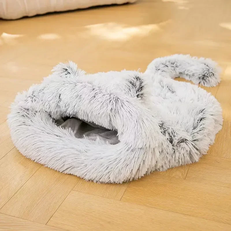 New Ins Pet Sleeping Bag Plush Cat Sleeping Bag Cat Nest Warm Comfortable Safe Cats House Cat Beds for Small Cats