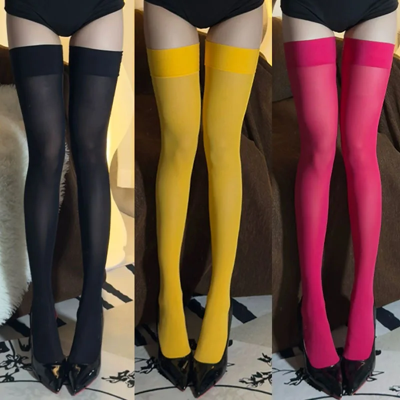 

120D Лолита ярких цветов, модные высокие носки выше колена, бархатные длинные чулки, женские эластичные кавайные плотные носки для косплея, вечерние носки