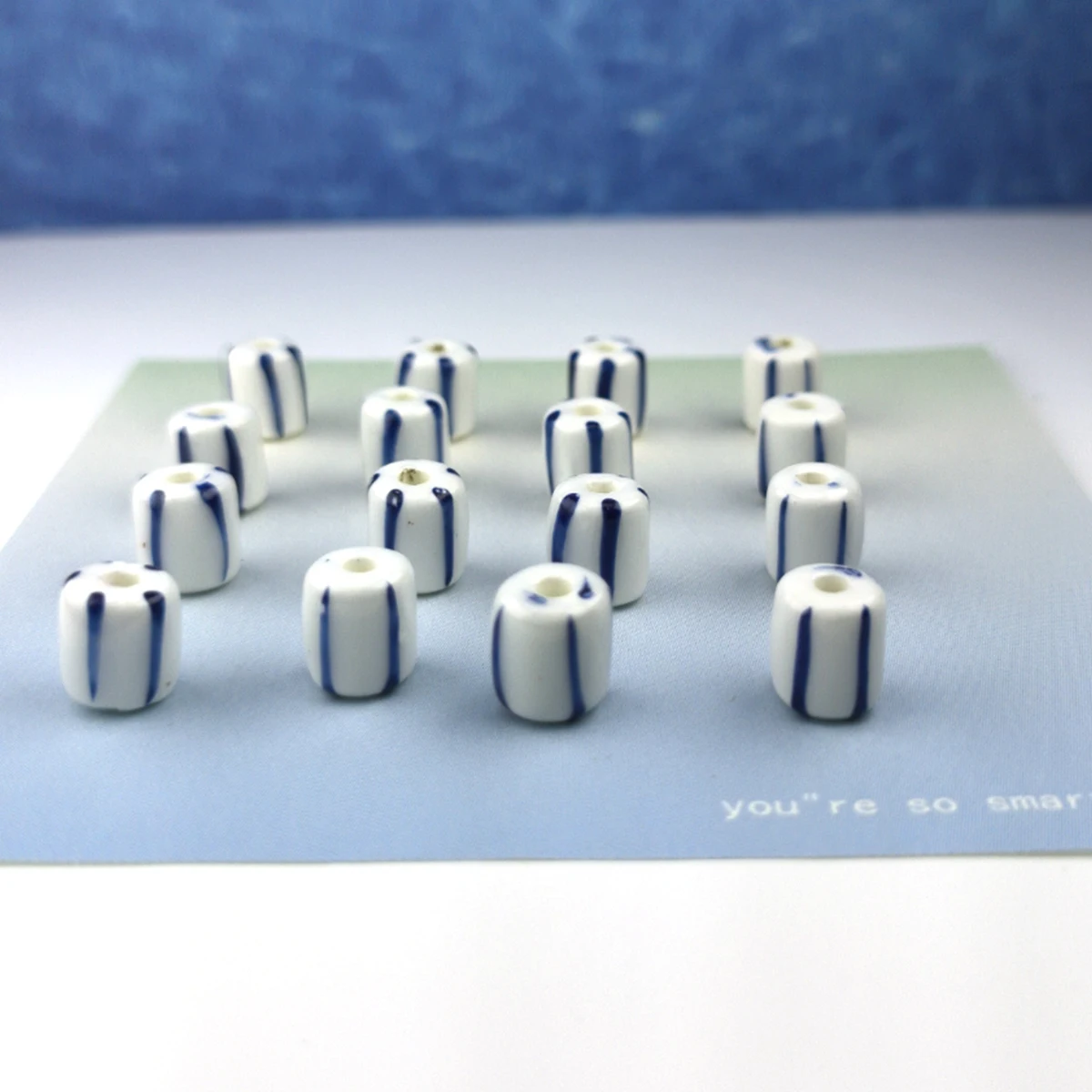 7 مللي متر 20 قطعة شريط عمودي أزرق أسطواني السيراميك الخرز أساور يدوية القلائد أقراط سلاسل اكسسوارات حبة #6