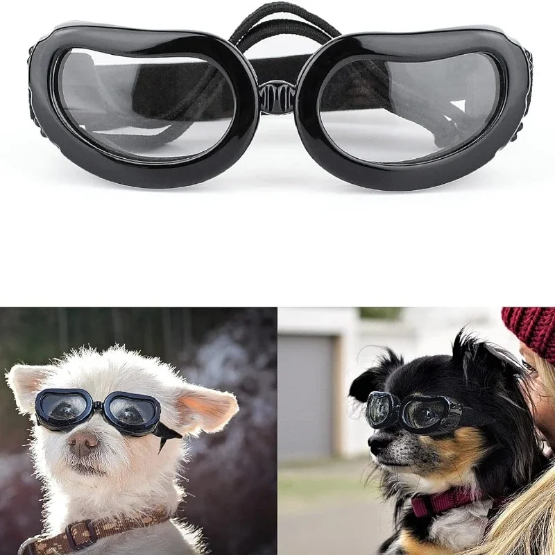 Dog Sunglasses Small Breed UV Protection Small Dog Goggles Wind Dust Proof Small Goggles with Adjustable Straps Clear