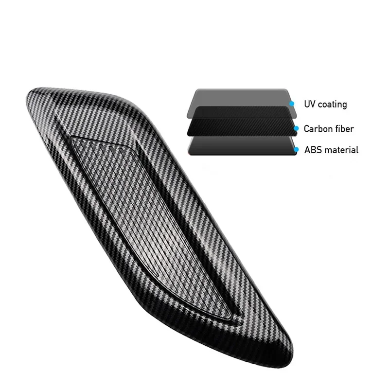 40cm Hood Scoop Bonnet Vent cover 33 side Hood Air Flow Intake Cover Sticker Car Decorative Universal fit any FLAT Hood Vehicle