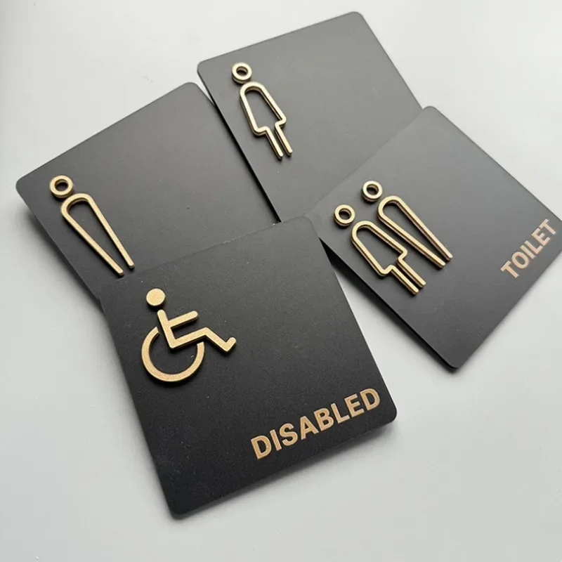 

Men's and Women's Bathroom Signage Acrylic Public Toilet Door Signage Hotel Toilet Reminder Signs Creative Washroom Signage
