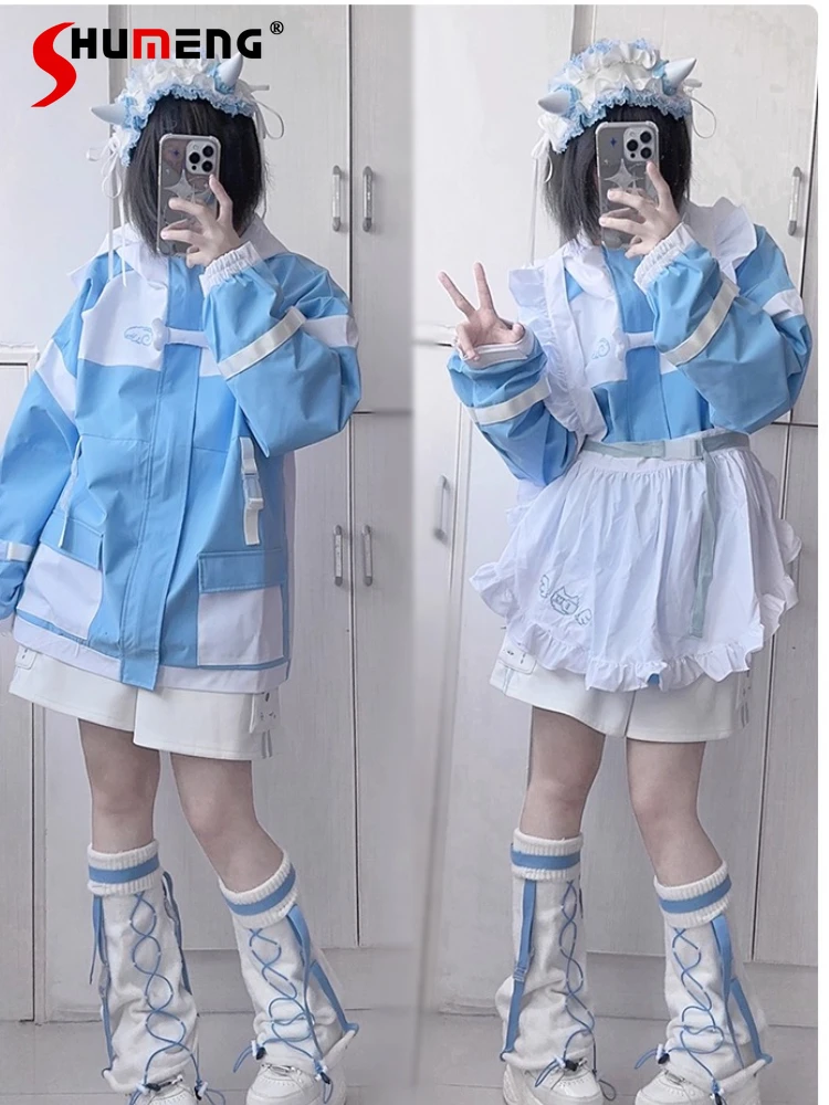 

Japanese Subculture Mine Mass Production Loose Jacket Autumn Girls Sweet Cool Sportswear Student Y2k Hooded Zip Cardigan Jacket