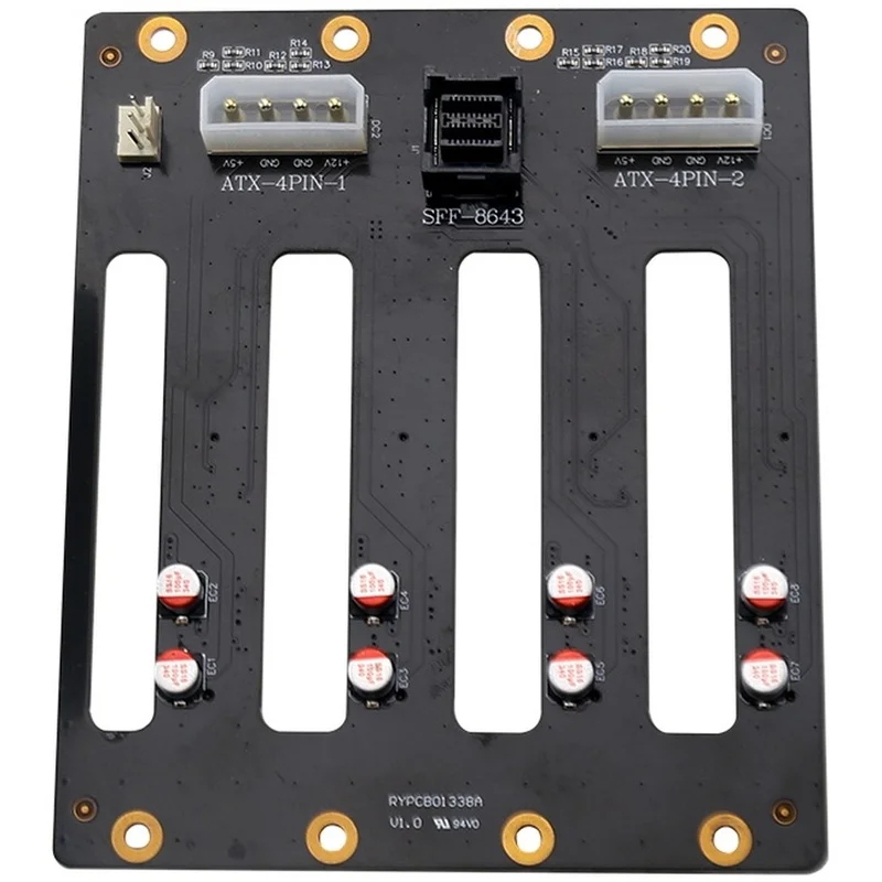 Super Sale Server Backplane 4SAS 7+7+15Pin 8643 HDD Adapter SSD SATA Hard Disk 4pinX2 Power Supply 3pin Fan Header Circui
