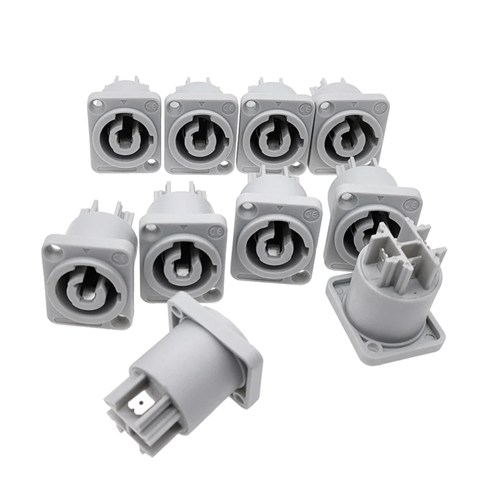 10PCS Powercon Connector 3 Pins 20A 250V Power Speaker Panel Socket Female for LED Screen Stage Lighting,Grey