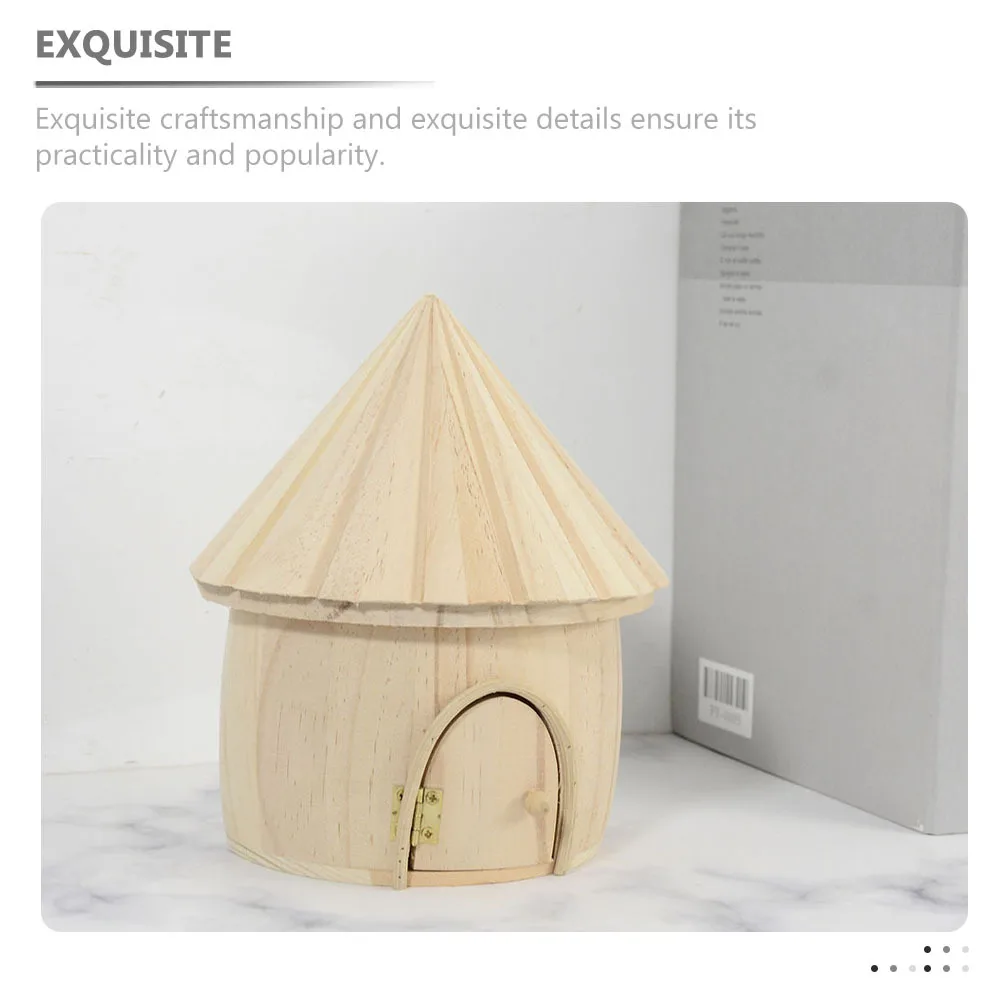 صندوق تخزين خشبي، زخرفة متينة لسطح المكتب لديكور غرفة المعيشة المنزلية، مقصورة خشبية صغيرة، ملحقات حرفية خشبية إبداعية #5