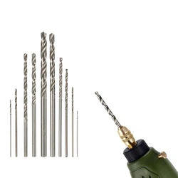 10Pcs Mini  Drill HSS Bit Set For Dremel Rotary Tool Electric Tools High Speed White Twist