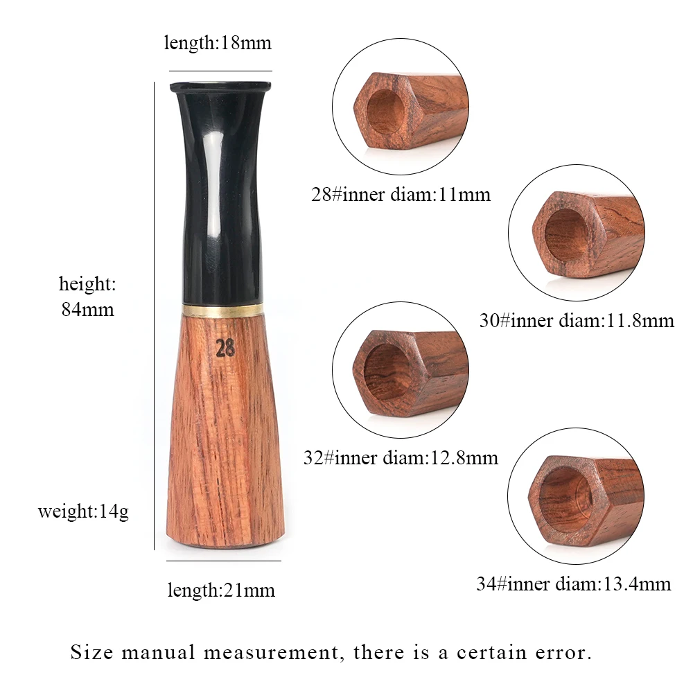 JIBILL solid wood cigar mouth extended cigar for 28 ring 30 ring 32 ring 34 ring inner diameter 11mm 11.8mm 12.8mm 13.4mm