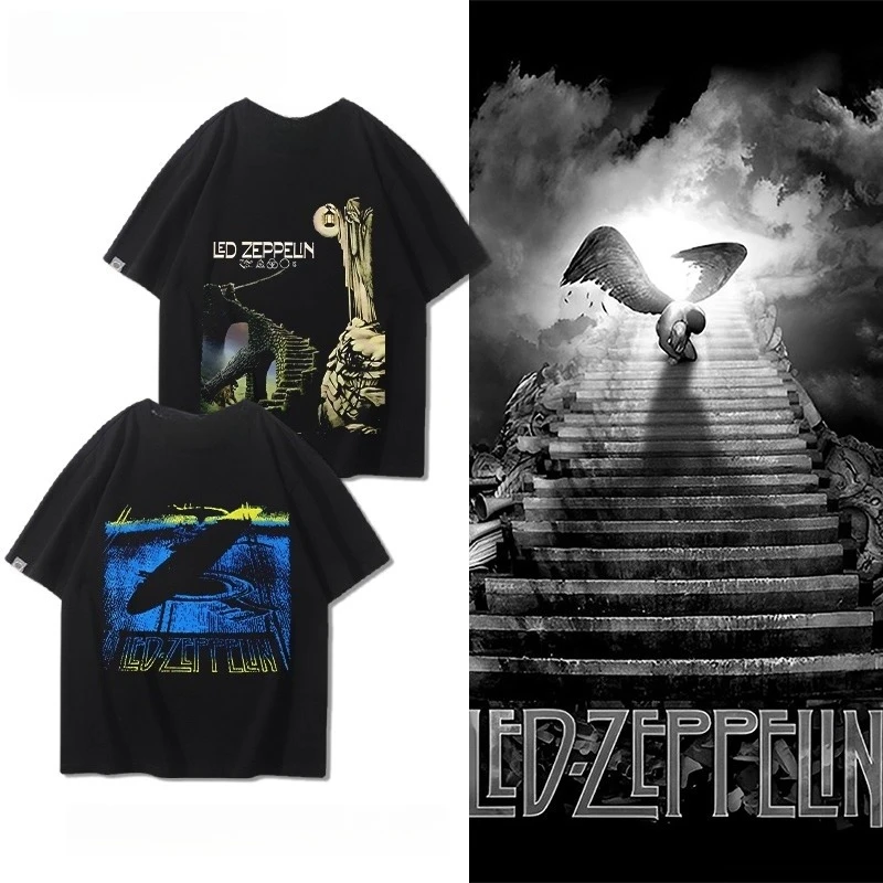 

Led Zeppelin Band Short Sleeve Men's and Children's Quick Drying 3D Polyester European High Street T-Shirt mommy and me