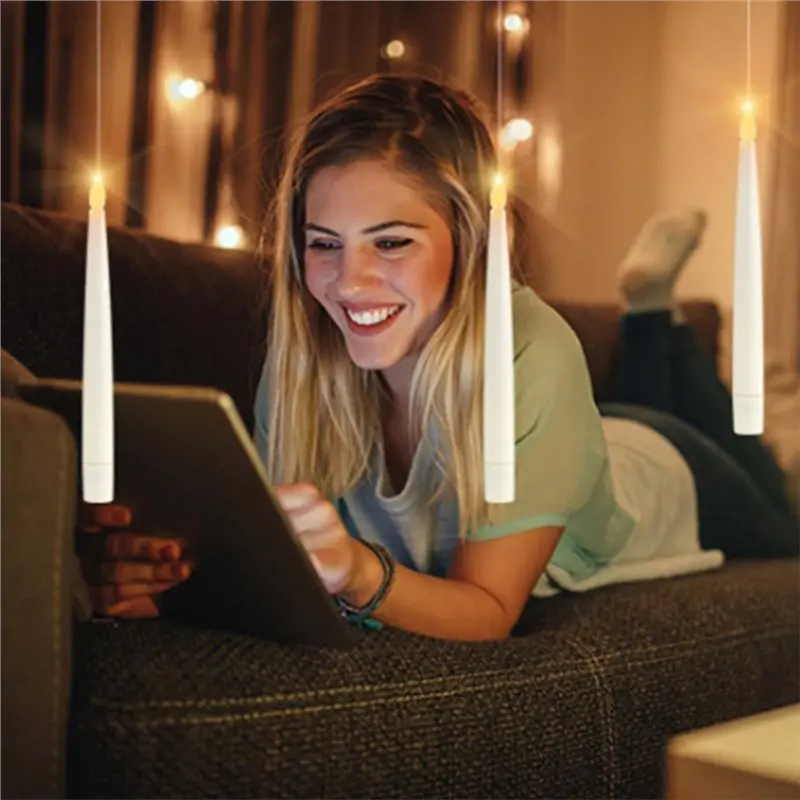 ABFU-10 Pcs Lilin Mengambang Lilin LED Ajaib Mengambang Dengan Tongkat Remote Untuk Dekorasi Jendela Pesta Tema Ulang Tahun Halloween