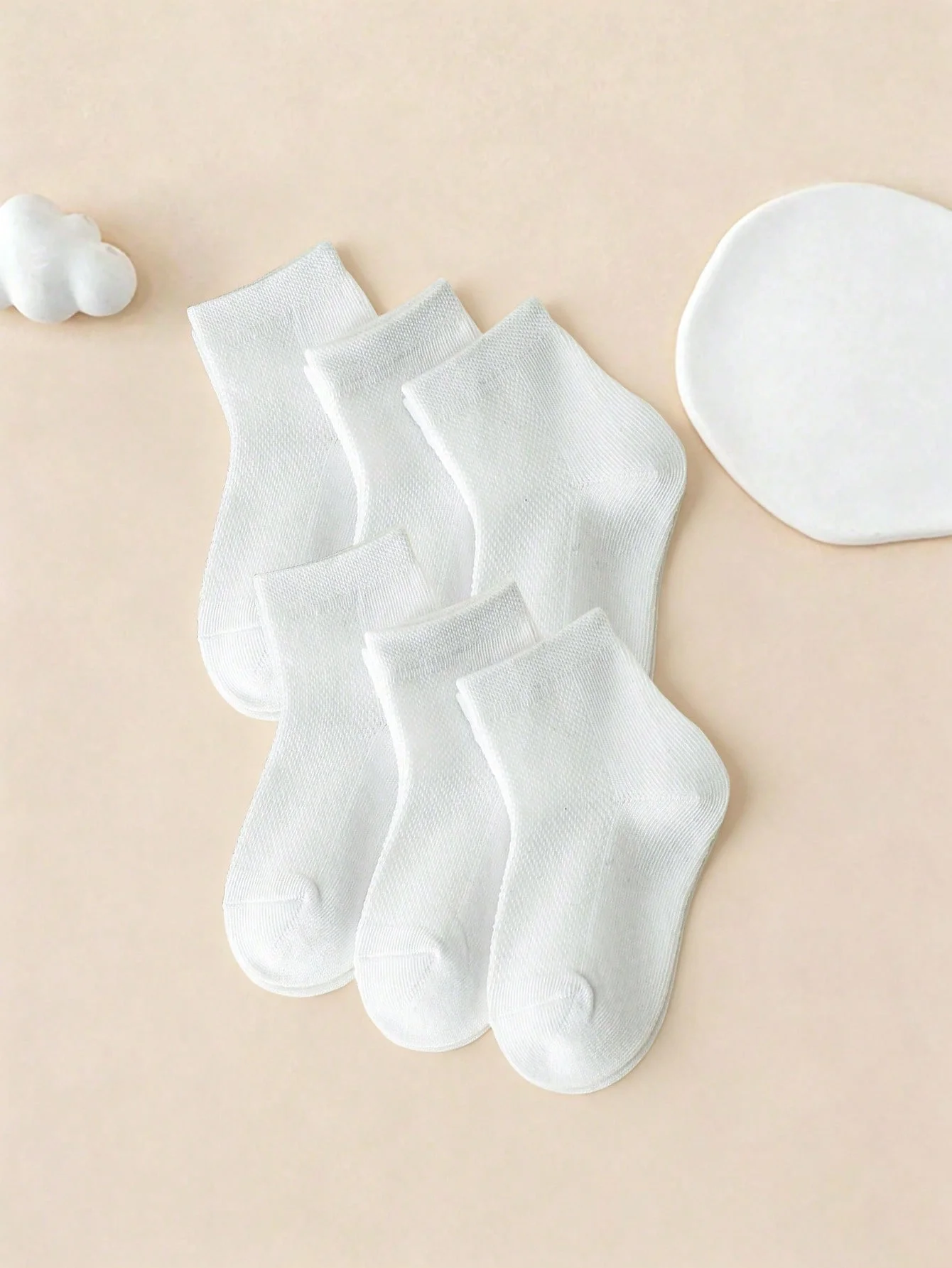 6 Pairs of Children's White Mesh Ankle Socks, Soft and Breathable Sports Short Socks Are Suitable for Boys and Girls' Daily Outfits view 2