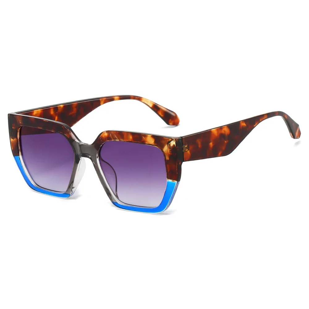 

New Retro Square Leopard Gradient Women Sunglasses 2025 Personality Contrast Thick Frame Design Fashion Trend Men Shades UV400