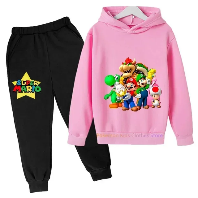 

Baby Boys Clothes Super Mario Bros Hoodie Sets Kids Spring Autumn Girls Casual Hoodies+pants 2pcs Set for Children Boys Suit