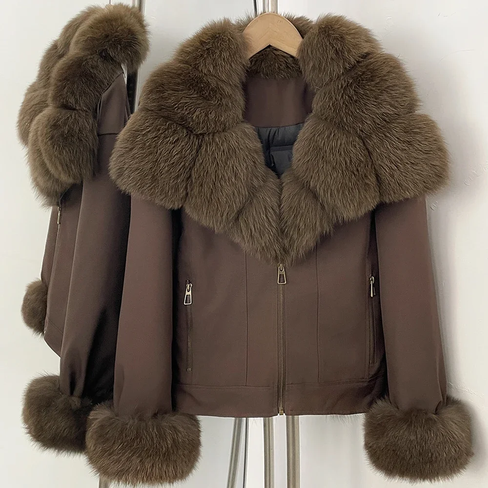 OFTBUY New Winter Duck Down Women Real Fox Fur Collar Parka Female Natural Fur Puffer Jacket Fur Cuffs Casual Coat Outerwear