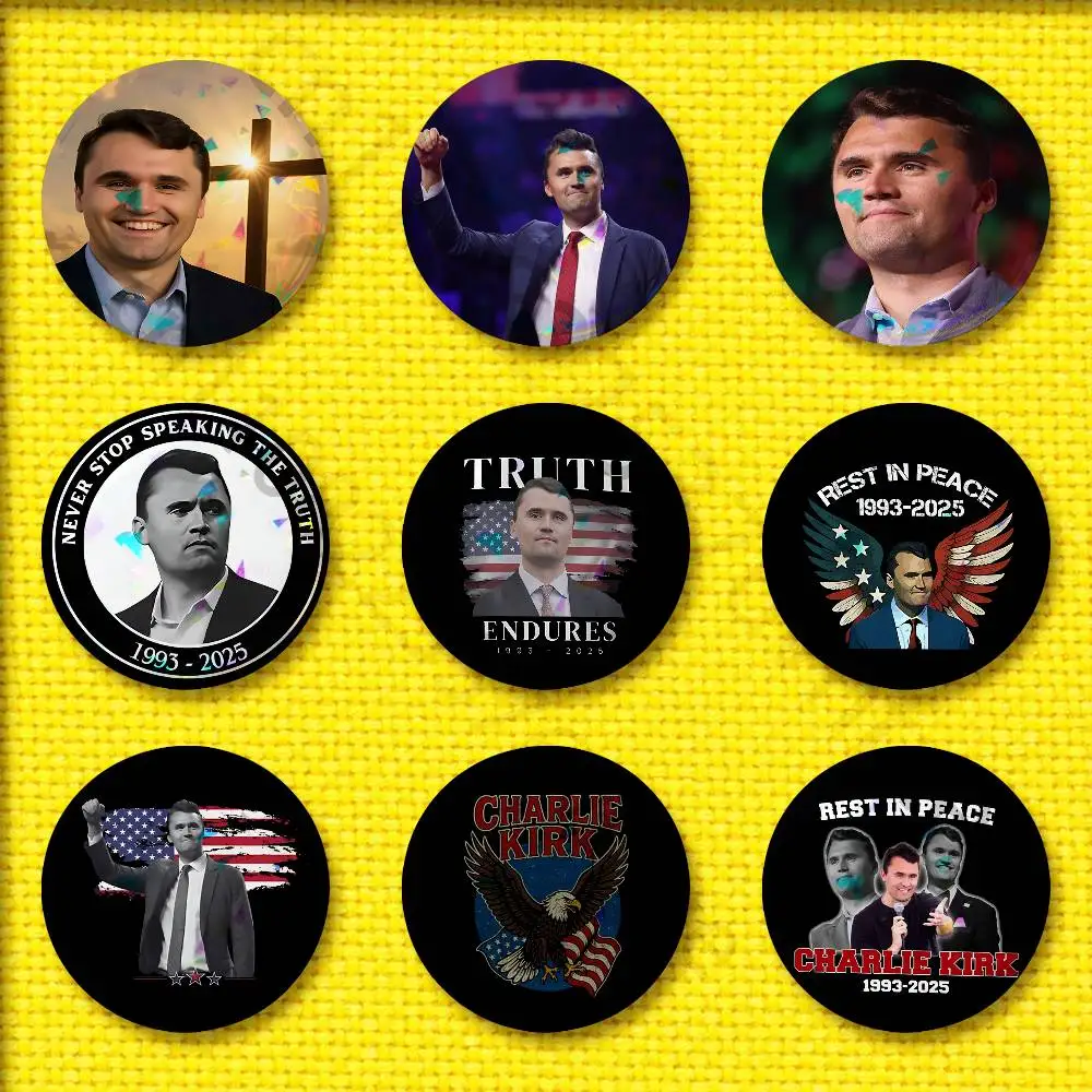 America C-Charlie Kirk Cross Badge For 58mm 32mm 44mm 25mm 75mm Round Pin Brooch Insignia Cover Cosplay