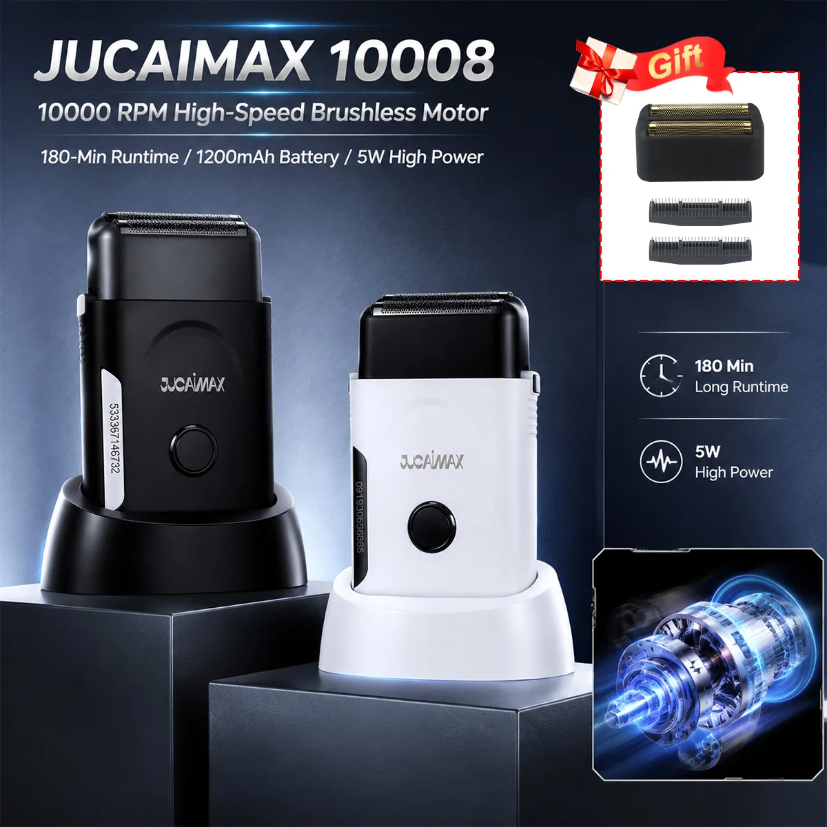 jucai-jc-10008-regolabarba-professionale-da-uomo-con-motore-brushless-10000rpm-base-di-ricarica-e-doppia-lamina-rasoio-elettrico-da-barba-1200mah