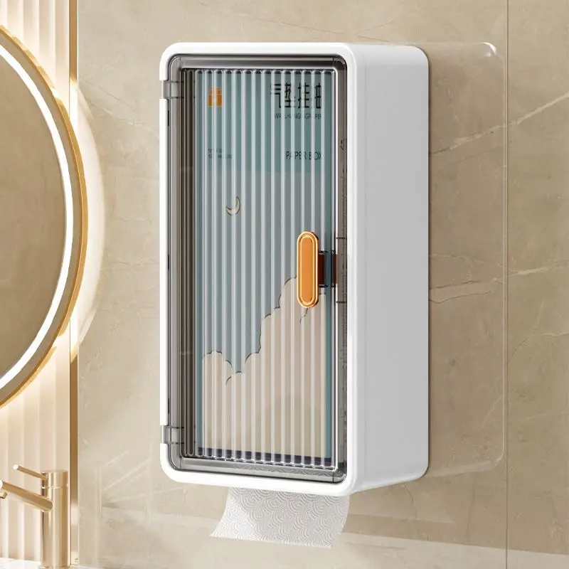

Wall Mounted Bathroom Shelf Waterproof Tissue Box Multifunctional Storage Rack for Toiletries Storage Box Shampoo Organizer