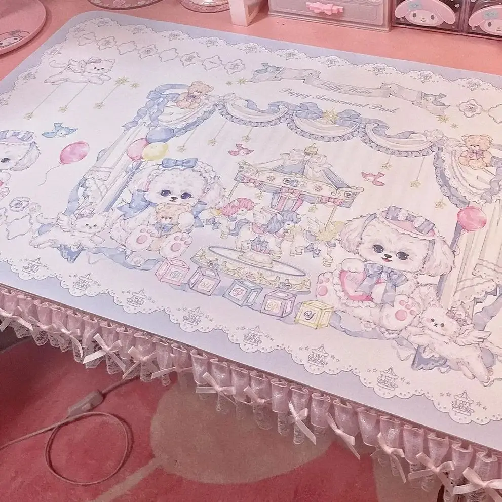 

Puppy Party Pu Leather Mousepad Office Desk Mat Mouse Pad Computer Speed Type Carpet Mat Player Laptop Keyboard Cartoon