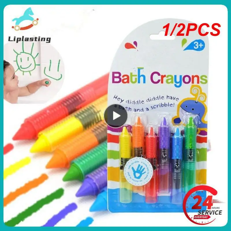 Crayon imbibé pour enfants, document alimentaire sans tasse, pinceau d'avertissement, peut être essuyé, jouets de bain pour enfants, 1/2 pièces