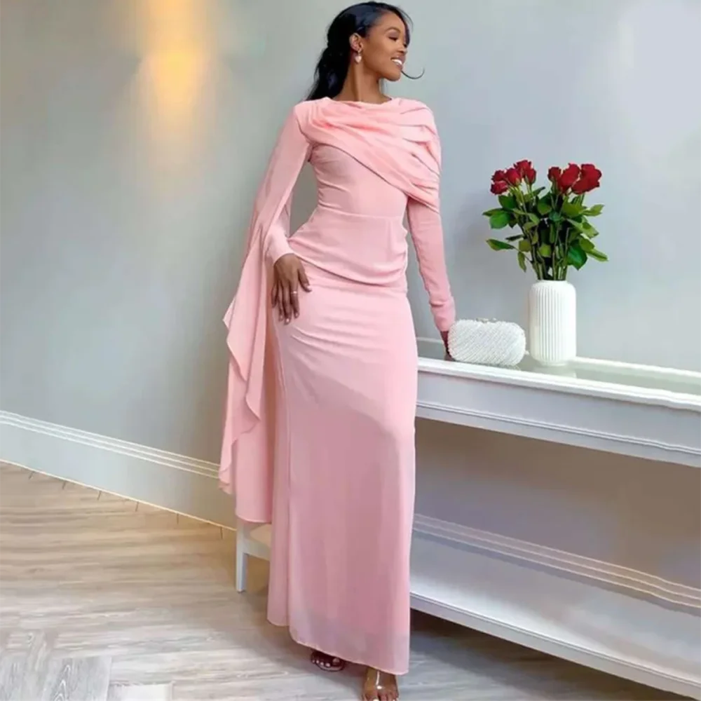 

Women's Formal Dress Round Neck Long Sleeve Floor Length Dresses for Banquet Party Prom Cocktail Formal Evening Party