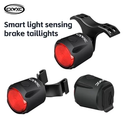 CXWXC Bicycle Smart Sensing Brake Taillight IP66 Waterproof 6 Lighting Modes MTB Road Bike Rear Light Type-C Fast Charging