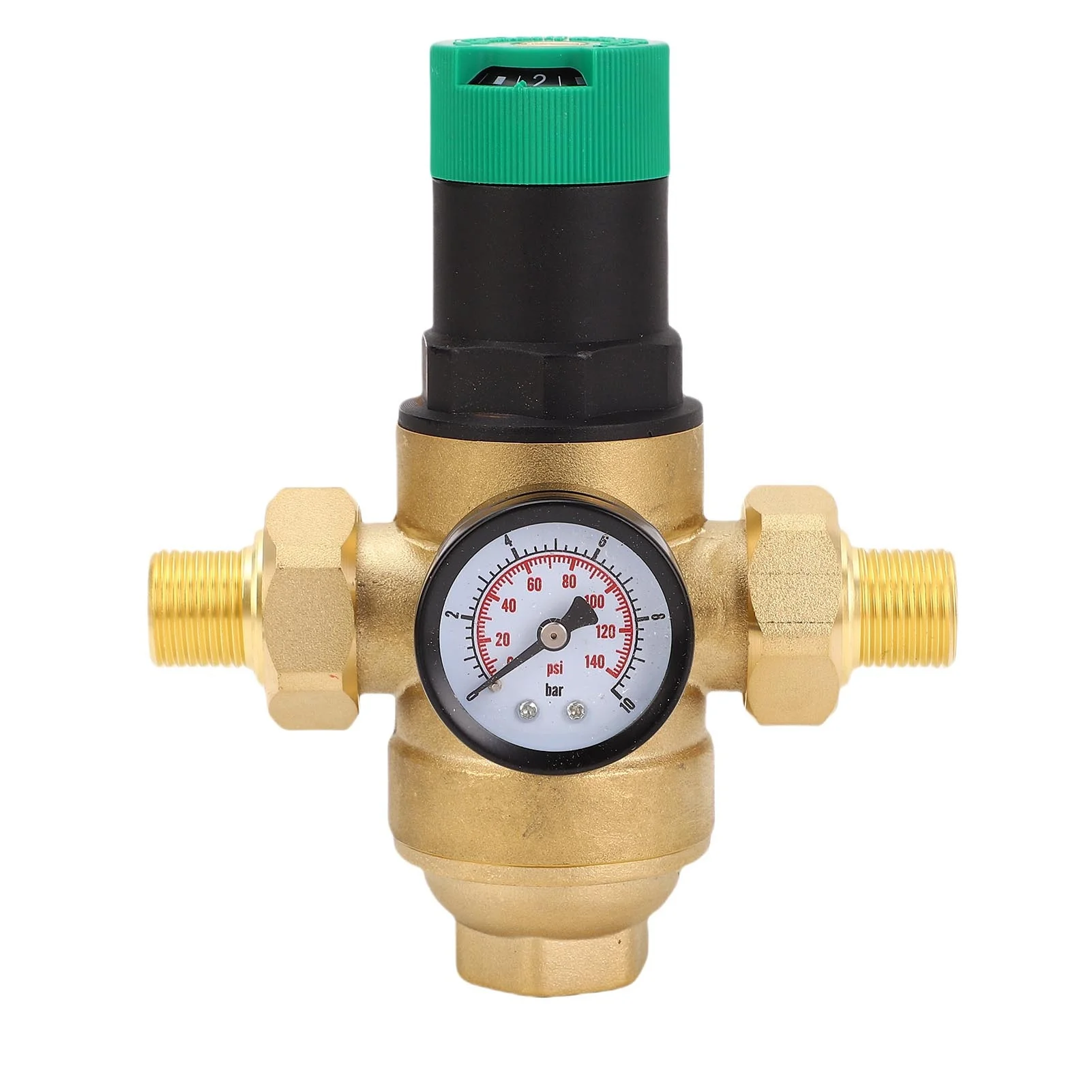 Water Pressure Regulator Brass 40 Microns Filter Drinking Water Pressure Regulator with Meter 1/2 inch (DN15)